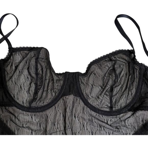 INC Concepts Logo Bodysuit Sheer Lace Cup Lingerie Teddy - Black Size XL - $50 - Picture 4 of 11